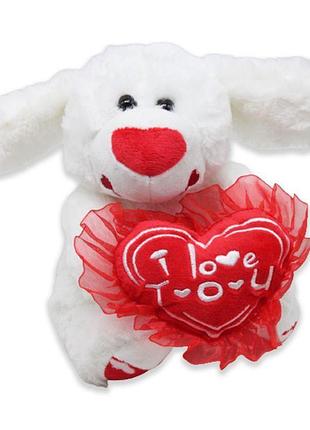 Мягкая игрушка "собачка с сердцем", белая (ty-20224)