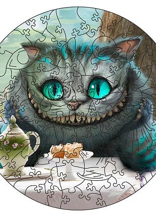 Фигурный пазл из дерева "алиса чеширский кот" pz001-a3w-ac 180-250 деталей, а3 с мешочком и лентой