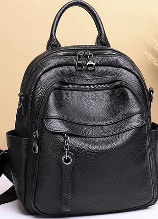 Женский кожаный рюкзак городской. модный рюкзак женский. рюкзак из натуральной кожи черный 27735