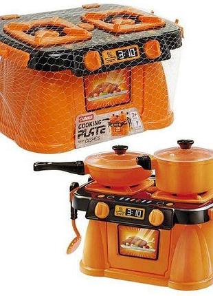 Уцінка. кухонний набір "cooking plate with dishes" (7 елементів) — немає одного перемикача (ручки)