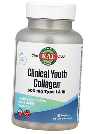 Гидролизованный морской коллаген, clinical youth collagen, kal 60вегкапс (68424001)