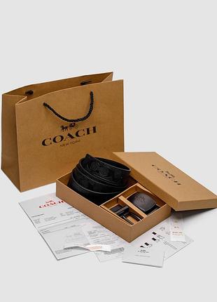 💫 coach belt kit black leather/black fittings 125 х 3.5 см