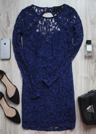 Синее кружевное платье hm2 фото