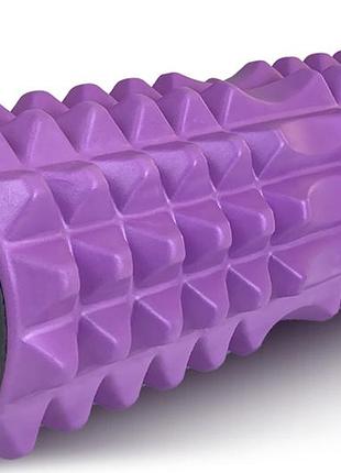 Масажний ролик easyfit grid roller 33 см v.1.2 із заглушками з обох сторін (фіолетовий)
