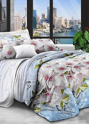 Комплект постельного белья полуторный 150×215 из поликотона, качественная ткань, стильный дизайн br-12491 евро