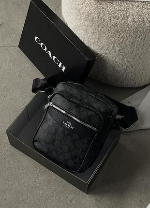 Мужская сумка мессенджер coach через плечо черный коуч