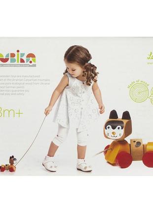Іграшка дерев'яна котик-каталка cubika 13616