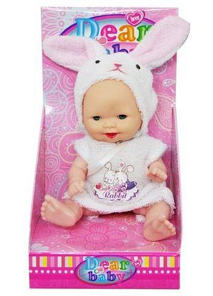 Пупс маленький в костюмчике "зайчик"