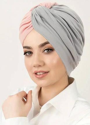 Жіночий еластичний тюрбан з двокольоровим дизайном, перехресним вузлом і дихаючою тканиною (універсальний головний убір)