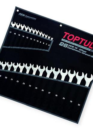 Набір ключів ріжково-накидних 6-32 мм 26 шт (ткан. чохол) crv toptul