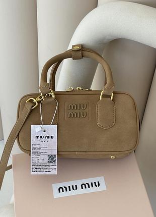 Женская сумка miu miu arcadie textile - premium карамель есть