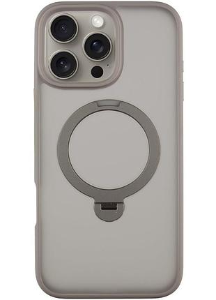 Tpu+pc чехол metal buttons with magsafe colorful hq ring для apple iphone 16 pro max (6.9") grey