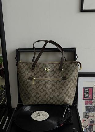 Сумка женская гуччи шопер серый gucci на плече шоппер