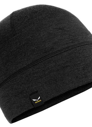 Шапка salewa cristallo beanie унісекс, вовна, чорний