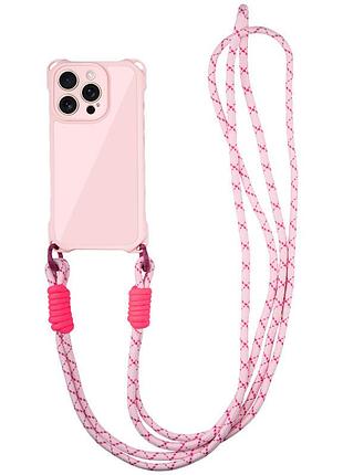 Чохол tpu crossbody with straps для apple iphone 16 pro (6.3") black pink