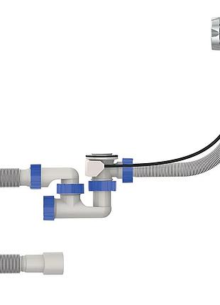 Сифон для ванны mixxus sv-02-b с ревизией, перелив "автомат" (ручка хром) (mi8205)