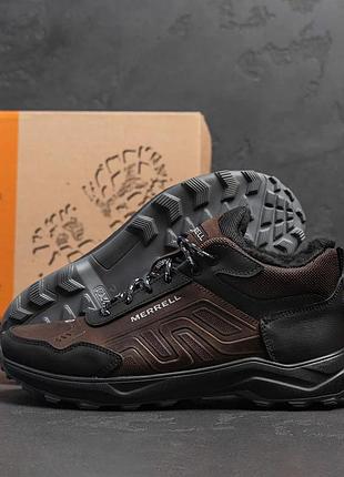 Мужские зимние кожаные кроссовки ботинки merrell winter black brown