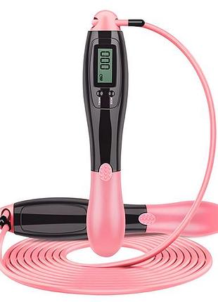 Скоростная скакалка со счетчиком easyfit черный-розовый