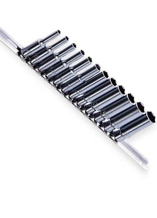 Набор головок 1/4" 12 шт, 4-13 мм (планка) удлиненные toptul