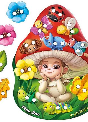 Деревянная шнуровка "мухоморчик" ubumblebees (псд132) psd132