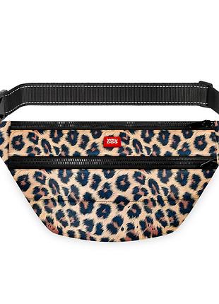 Поясная сумка-бананка waudog family, рисунок «леопард», размер 33*17*10 см