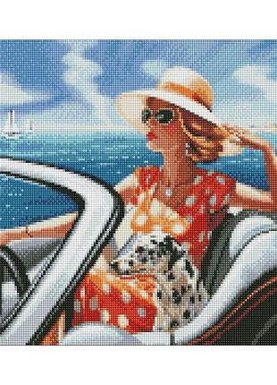 Набір з алмазною мозаїкою "відпочинок біля моря" з ав стразами 40х50см amo7655/ідейка