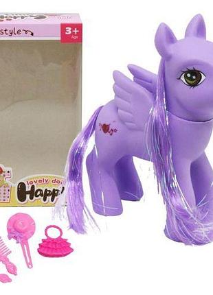 Уцінка. ігровий набір "поні з аксесуарами", фіолетовий — припасована голова