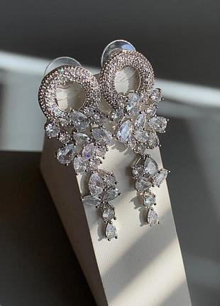 Серебряные серьги метеорит с россыпью камней 🤍