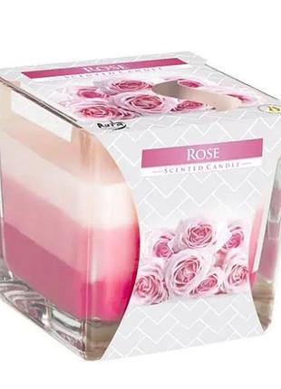 Ароматическая свеча в стеклянном стакане snk80-78 170г роза (76615025), bispol
