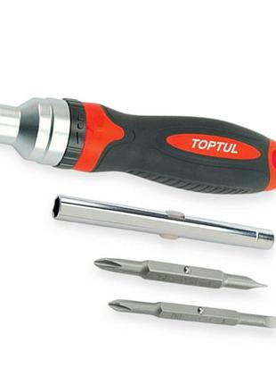 Отвертка 2-х сторон. с удлинителем 7в1 crv трещоточная toptul