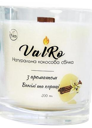 Аромасвеча с деревянным фитилем ваниль-корица v-304 200мл белый (76632011), valro