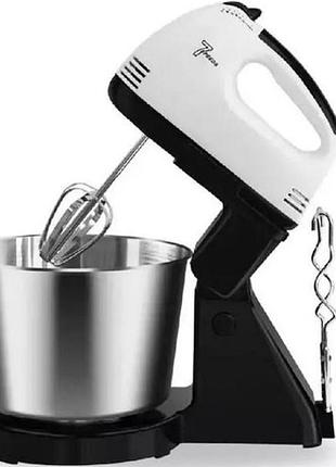 Миксер стационарный с металлической чашей domotec r6637w кухонный электрический на 250 вт 7 скоростей