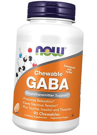 Жувальна гамк, gaba 250 chewable, now foods 90таб апельсин (72128046)