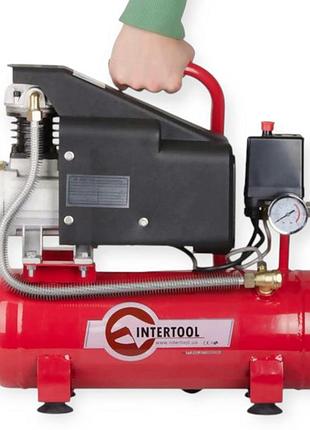 Компрессор 1-но поршн 9л 1 вых, 220в, 0.75 квт, 160 л/мин, 8 атм intertool
