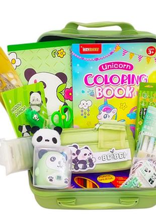 Большой канцелярский набор в ярком чемоданчике с милым дизайном-55 предметов