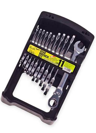 Набор ключей рожково-накидных с трещеткой 8-19 мм 11 шт (планшет) crv шарнирные alloid