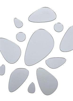 Зеркальный декор акриловый самоклеющийся камешки серебро, 12шт (d) sw-00002496