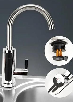 Водонагреватель проточный delimano rx-0111c lcd дисплеем 3квт кран электрический нижнее подключение