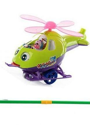 Уценка. каталка в ручку "вертолет" (салатовый) - нетоварный вид