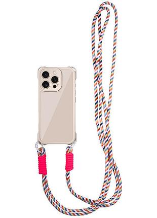 Чохол tpu crossbody with straps для apple iphone 16 pro (6.3") black чохли, antique white, tpu, об'ємний 3d, накладка