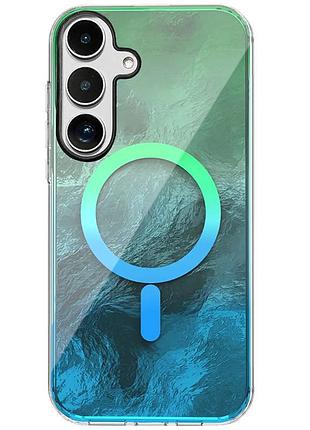 Чохол tpu shiny mountain (magfit) для samsung galaxy s23 fe chocolate чохли, green / blue, tpu, magsafe, блестки / стрази, накладка