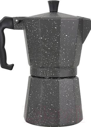 Гейзерная кофеварка из алюминия с ребрами черного цвета-6 чашек bn-159