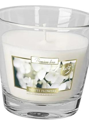 Ароматическая свеча в стеклянном стакане sn90-179 140г белые цветы (76615072), bispol