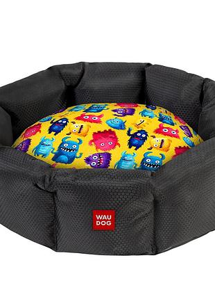 Лежанка для собак waudog relax, рисунок "мохнатые монстры", m, ш 42 см, дл 52 см, в 19 см