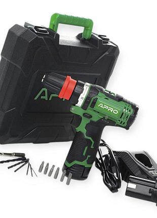 Шуруповерт 12 в, 2 акб 1,5 ач, 30нм, 1450об, скор. (кейс) led, инд. заряда, съемный патрон apro