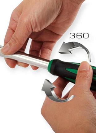 Трещетка с вращающейся ручкой 360° и переставным квадратом 1/4" 60 зуба 180мм crv toptul