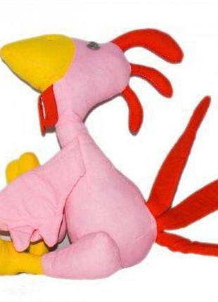 Уценка. игрушка мягкая "петух гога розовый" - грязная лапа
