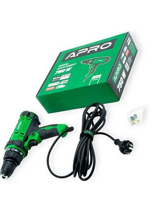 Шуруповерт сетевой 750 вт, 1600 об/мин, 2 скор., кабель 4м apro