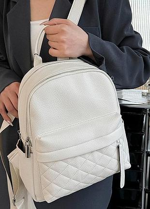 Женский кожаный рюкзак городской. модный рюкзак женский. рюкзак из натуральной кожи белый 23479
