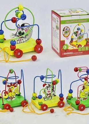 Уцінка. дерев'яний лабіринт-каталка "тварини" — немає 2 з 4 коліщаток